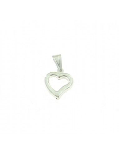 Pierced heart pendant in white 925 silver