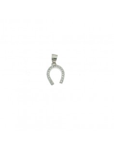 White gold plated horseshoe pendant with 925 silver zircons