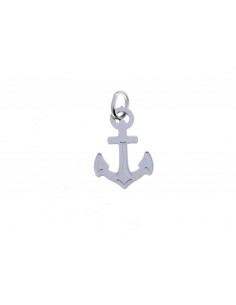 Anchor pendant engraved with white gold plated plate in 925 silver