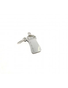 White gold plated double plate baby bottle pendant in 925 silver
