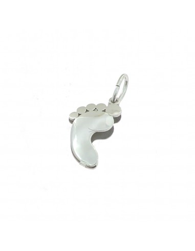 White gold plated double plate foot pendant in 925 silver