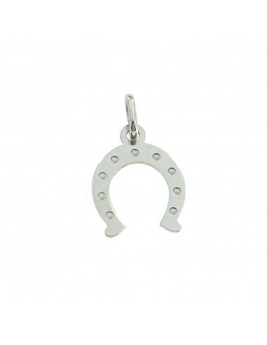 Horseshoe pendant engraved in white gold plated 925 silver plate