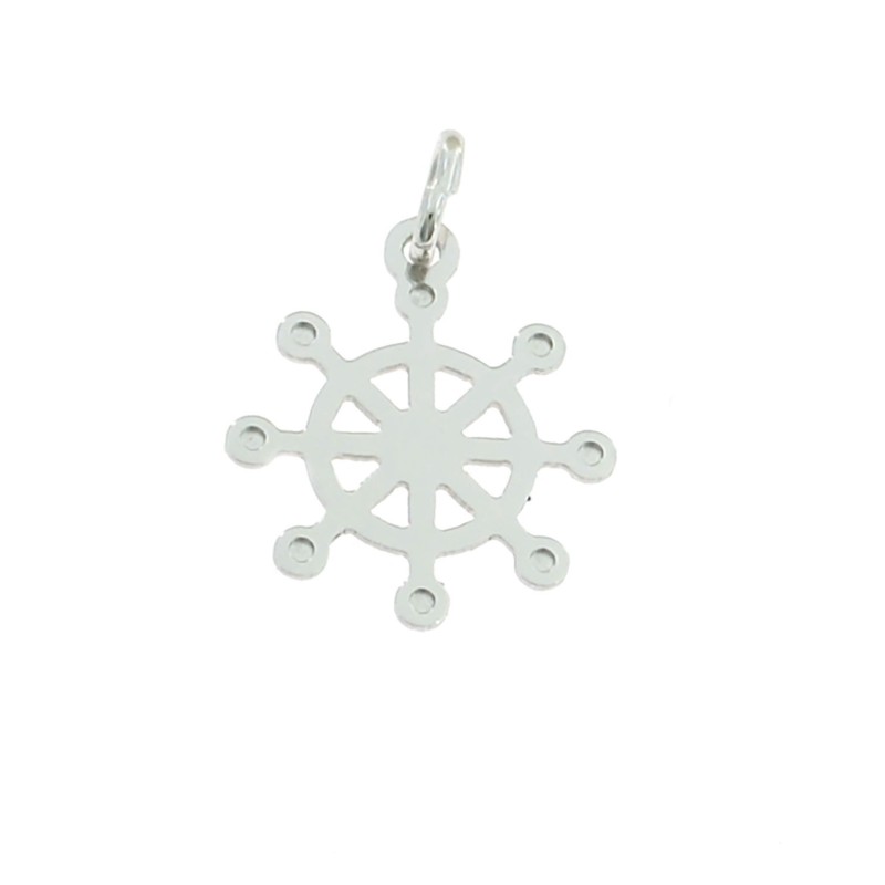 Pendant helm plate white gold plated in 925 silver