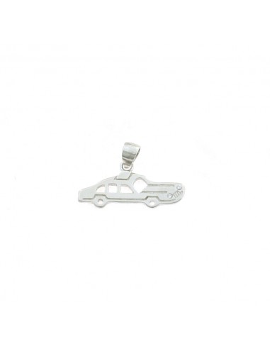 White gold plated plate engraved car pendant with 925 silver zircon headlights