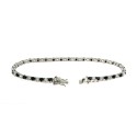 Bracciale tennis placcato oro bianco con zirconi bianchi e neri da 3 mm. in argento 925