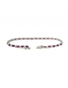 White gold plated tennis bracelet with 3 mm white and red zircons. in 925 silver