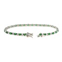 White gold plated tennis bracelet with 3 mm green and white zircons. in 925 silver