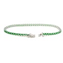 Bracciale tennis placcato oro bianco con zirconi verdi da 3 mm. in argento 925