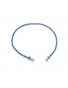White gold plated tennis bracelet with 2 mm blue zircons. in 925 silver