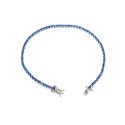 Bracciale tennis placcato oro bianco con zirconi blu da 2 mm. in argento 925