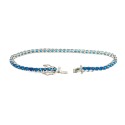 White gold plated tennis bracelet with 3 mm blue zircons. in 925 silver