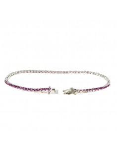 White gold plated tennis bracelet with 2 mm red zircons. in 925 silver