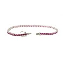 White gold plated tennis bracelet with 3 mm red zircons. in 925 silver