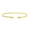 Yellow gold plated tennis bracelet with 2 mm white zircons. in 925 silver