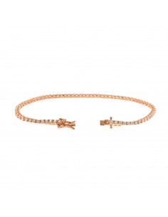 Rose gold plated tennis bracelet with 2 mm white zircons. in 925 silver