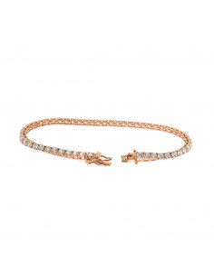 Rose gold plated tennis bracelet with 3 mm white zircons. in 925 silver