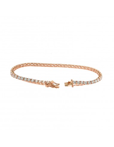 Rose gold plated tennis bracelet with 3 mm white zircons. in 925 silver