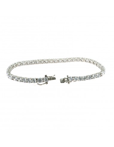 White gold plated tennis bracelet with 4 mm white zircons. in 925 silver