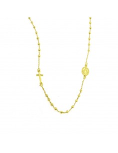 Collana rosario a giro placcata oro giallo con sfera liscia da 2,5 mm. in argento 925