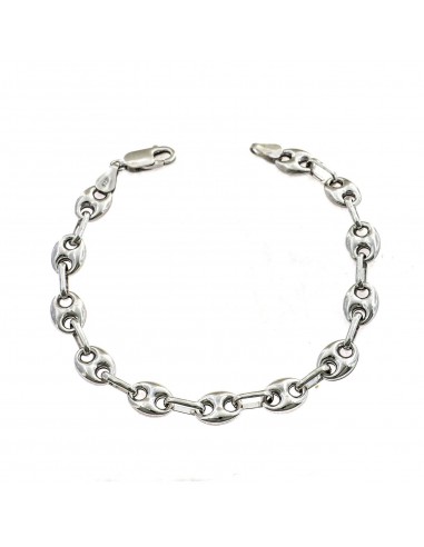 8 mm rounded marine mesh bracelet. white gold plated in 925 silver