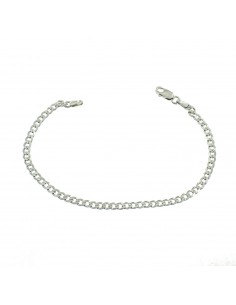 3 mm curb mesh bracelet. white gold plated in 925 silver