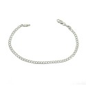 Bracciale maglia grumetta da 3 mm. placcato oro bianco in argento 925