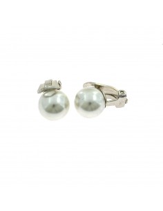 Pearl clip earrings ø 10 mm. on a white gold plated base in 925 silver