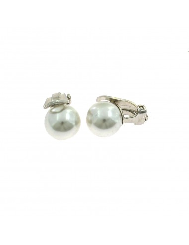 Orecchini perla a clips da ø 10 mm. su base placcata oro bianco in argento 925