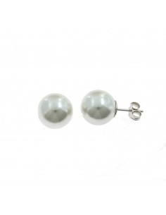 Lobe pearl earrings ø 12 mm. on a white gold plated base in 925 silver