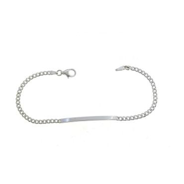 3 mm plate bracelet. white gold plated in 925 silver