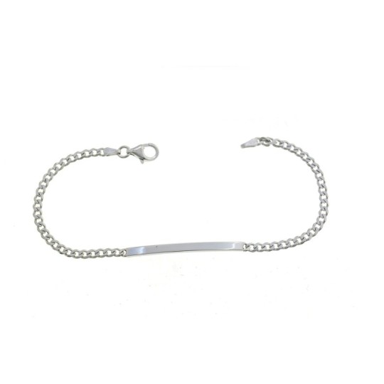 Bracciale a targa da 3 mm. placcato oro bianco in argento 925