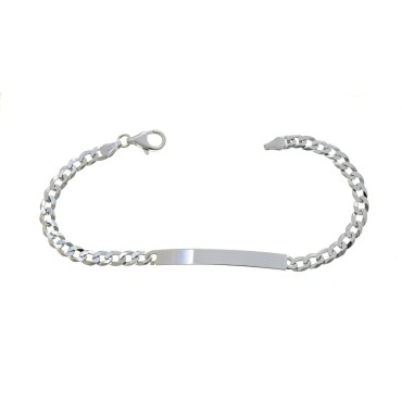 5 mm plate bracelet. white gold plated in 925 silver