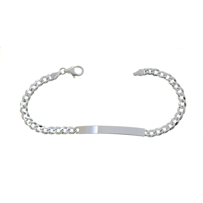 Bracciale a targa da 5 mm. placcato oro bianco in argento 925