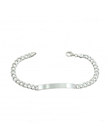 6 mm plate bracelet. white gold plated in 925 silver