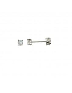 Light point earrings with 3 mm 4-prong white zircon. on a white gold plated base in 925 silver