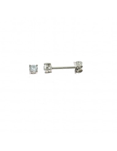 Light point earrings with 3 mm 4-prong white zircon. on a white gold plated base in 925 silver