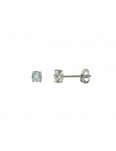 Light point earrings with 4-prong white zircon of 4 mm. on a white gold plated base in 925 silver
