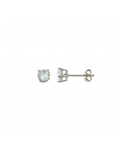 Light point earrings with 5 mm 4-prong white zircon. on a white gold plated base in 925 silver