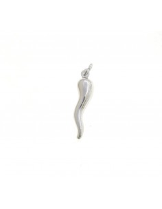 Horn pendant 26x6 mm. white gold plated in 925 silver