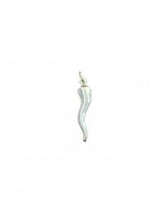 Horn pendant 34x8 mm. white gold plated in 925 silver