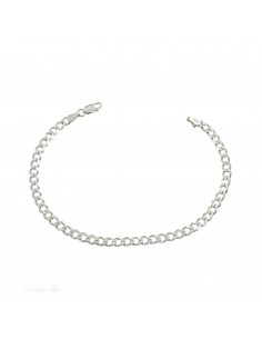 4 mm curb mesh bracelet. white gold plated in 925 silver