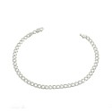 4 mm curb mesh bracelet. white gold plated in 925 silver