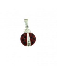 Ladybug pendant 18x13 mm. in white 925 silver