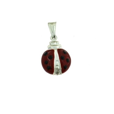 Ladybug pendant 18x13 mm. in white 925 silver