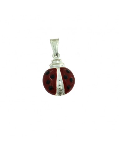 Ladybug pendant 18x13 mm. in white 925 silver