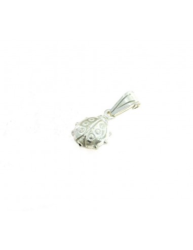 Ladybug pendant 13.7x9 mm. in white 925 silver