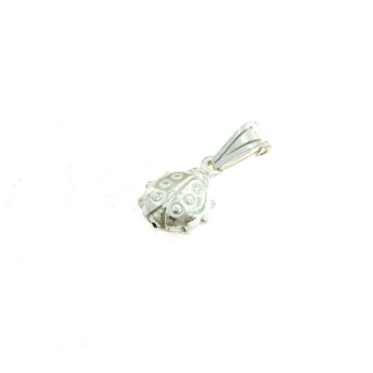 Ciondolo coccinella 13,7x9 mm. in argento bianco 925