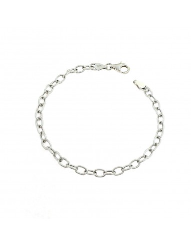 5 mm oval rolled mesh bracelet. 20 cm. white gold plated in 925 silver