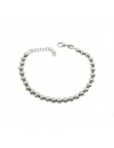 6mm smooth ball bracelet. white gold plated in 925 silver