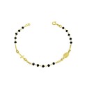 Bracciale rosario pietre swarovski nere placcato oro giallo con croce e madonna in argento 925